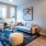 a living room with a rug and a couch